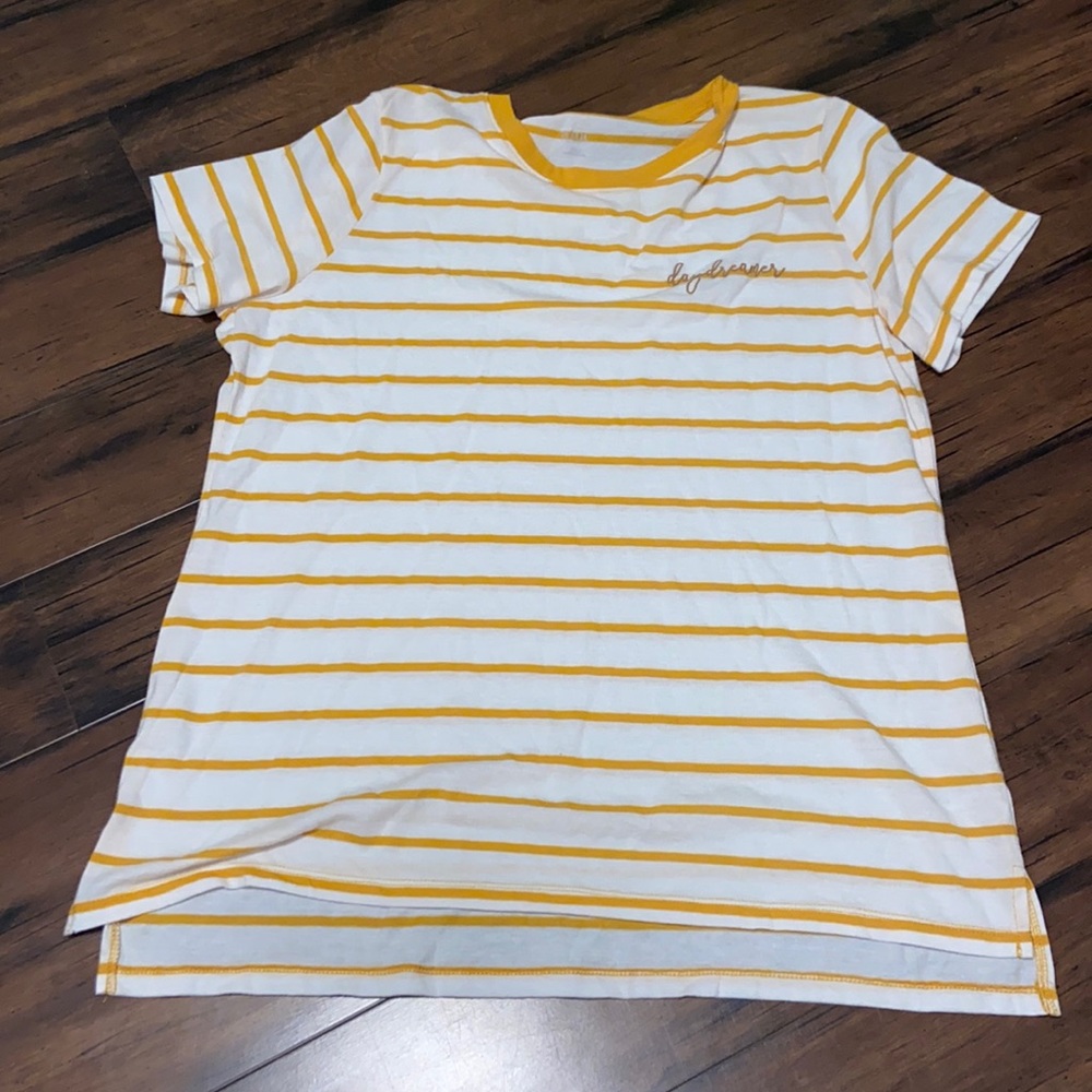 striped white and yellow shirt